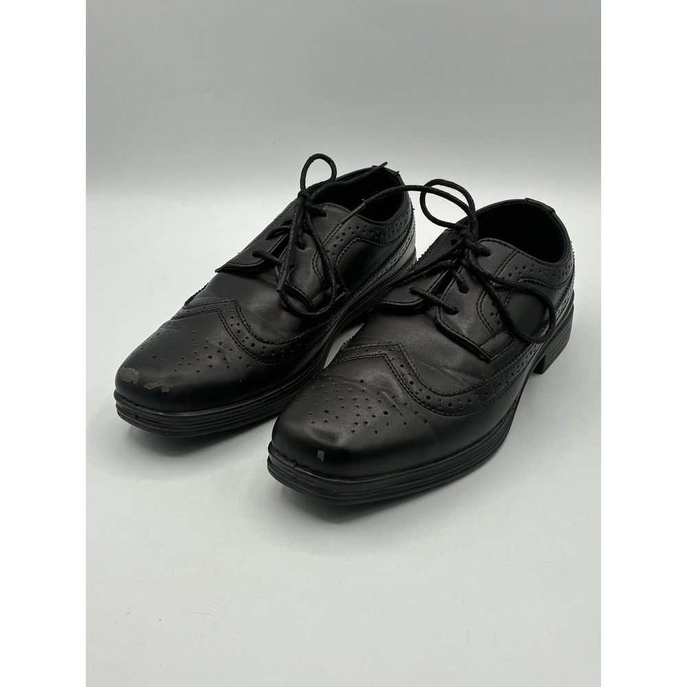 Deer Stags Boys Black Wingtip Oxford Dress Shoes Lace Up Brogue Size 4.5 M